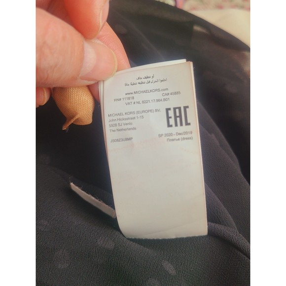 Michael Kors midi dress v-neck 3/4 sleeve polka dot size M brown S ..M - Picture 6 of 12